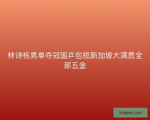 林诗栋男单夺冠国乒包揽新加坡大满贯全部五金