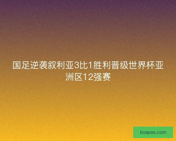 国足逆袭叙利亚3比1胜利晋级世界杯亚洲区12强赛